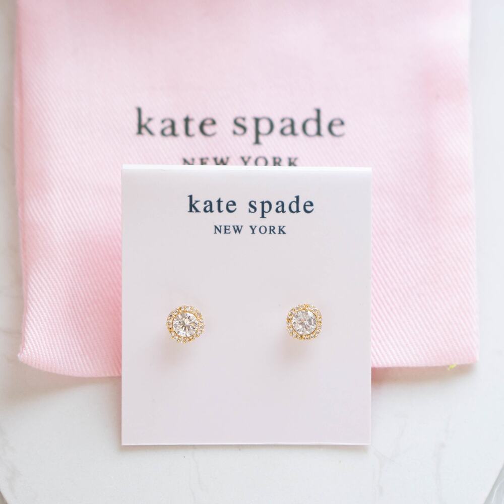 Kate Spade That Sparkle Pave Mini Round Stud Earrings Gold